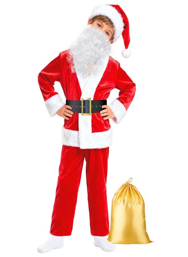 SHEJIZE Kids Santa Costume Children's Santa Claus Costume for Kids Santa Suit (M Cardigan Type) - Image 1